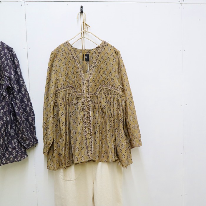 maison de soil リーフブロックプリントワンピース 羽織り ギャザー maison de soil リーフブロックプリントワンピース 羽織り ギャザー