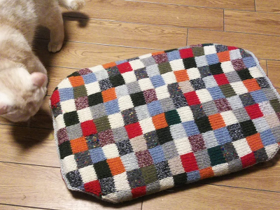 手編み 編み込み 犬のベッド 猫のベッド ファスナーつき