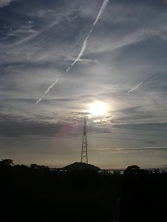 姫島の上の夕陽