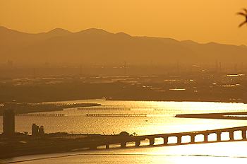 蔵王山から三河湾大橋、朝