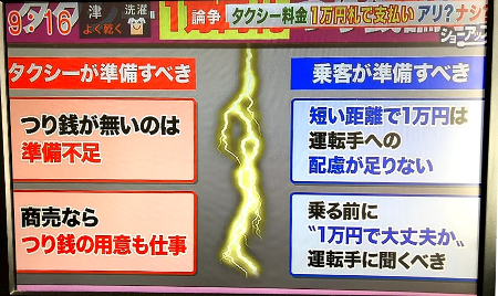 タクシーで一万円札を出したら運転手に釣銭が無いと切れられた件について