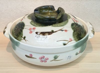 万古焼 IH対応 土鍋 8号 銀峰三島 深型土鍋 25cm 3人用