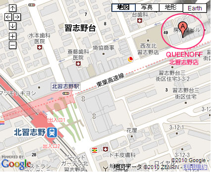 QUEENOFF北習志野店-地図