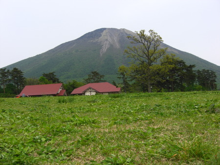 大山をバックにみるくの里