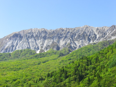 露出する岩肌と新緑、紅葉の調和が美しい!