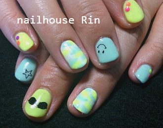 ネオンカモフラ柄ネイル シアワセネイル Nailhouse Rin