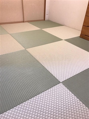 グリーンが良いんです。カラー縁無し琉球畳(セキスイ美草)大阪大東市6帖間施工例家庭用国産畳専門店うえむら畳7