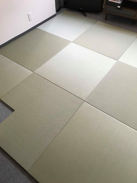 極薄縁無し琉球畳:タイルカーペットからニッポンの床に模様替え:大阪のイマドキの畳屋さんうえむら畳4