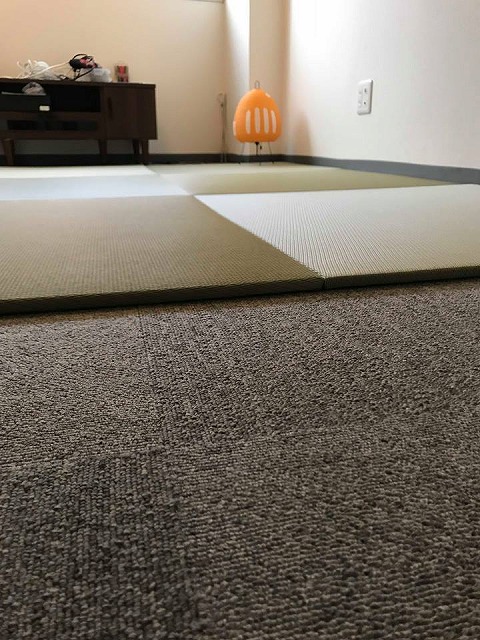 極薄縁無し琉球畳:タイルカーペットからニッポンの床に模様替え:大阪のイマドキの畳屋さんうえむら畳7