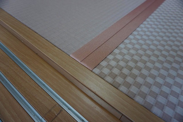 カラー縁無し琉球畳では無いカワイイお部屋に模様替え。(小上がり3帖間ピンク色市松柄施工事例)4
