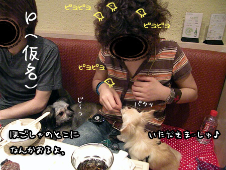 おにくを食べる二犬
