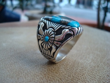 インディアンジュエリー マルコ ビゲイ ターコイズ中空リング ナンバー
