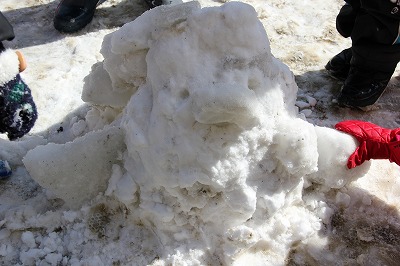 雪でぺんぎん作り