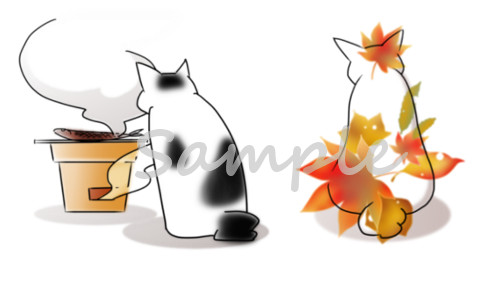 秋の猫イラスト