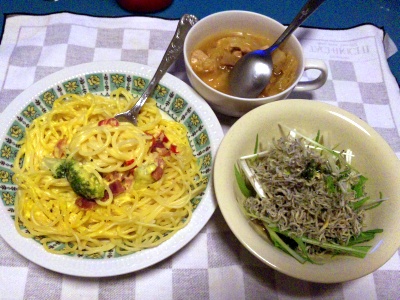 SBSH0215_0311夜-クリーミーパスタ、じゃこサラダ、野菜スープ_400.jpg
