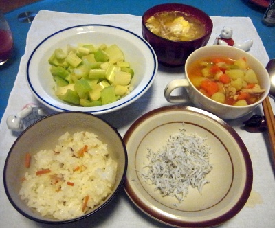 RIMG0008_0305夜-すし飯、しらす干し、セロリ、ポテトスープ、卵味噌汁_400.jpg