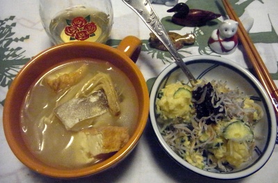 R0011614_0316夜-鱈味噌汁、ジャコ海苔の佃煮ポテトサラダ_400.jpg