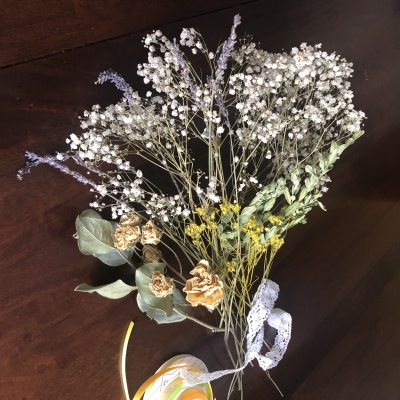 スワッグ　デザイン　ドライフラワー　イエロー　swag design dried flowers yellow  garden fondly