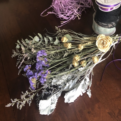 スワッグ　デザイン　ドライフラワー　パープル　swag design dried flowers purple  garden fondly