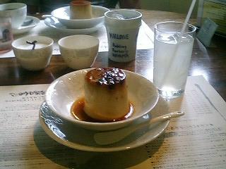 ブルーベリープリンとゆず水。