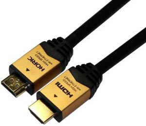 HORIC ハイスピードHDMIケーブル 3D 4KX2K解像度 フルHD 対応 金メッキ端子 ヘッド形状-V字 ゴールド色