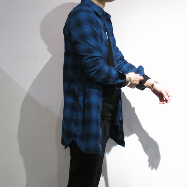 ガイジンメイド インディゴチェックロングシャツ(3).JPG