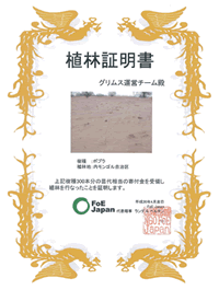 グリムス植林証明書