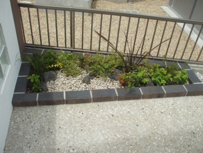 門柱裏植栽(寄せ植え)