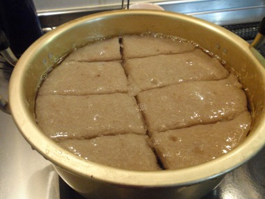 2時間以降おいてかたまったら、茹でる。