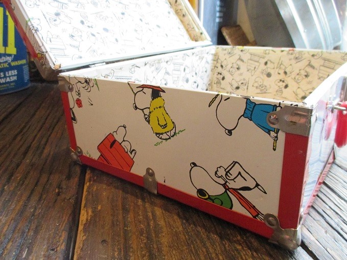 SNOOPY スヌーピー　メタルトランク　ヴィンテージ　昭和　レトロ 60s Vintage Snoopy Peanuts Gang Metal Trunk Suitcase (M635