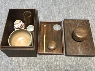 三宝道 三品仕覆 茶箱点前 茶道具・古道具・茶箱点前・茶箱・三点揃え・高台寺 茶道具
