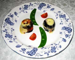 ナスと仔羊ミンチのガトー仕立て カレー風