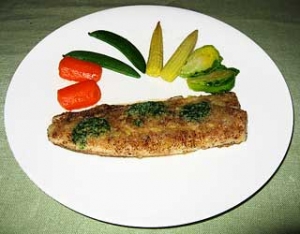 平目のパン粉焼き エスカルゴバター風