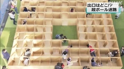 総曲輪に大きな段ボールの迷路(NHK)