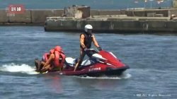 富山市水上オートバイで救助訓練(KNB)