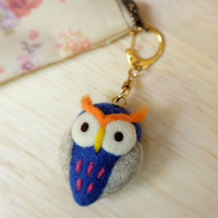 はねつきりんごフェルト講習会ふくろうチャーム