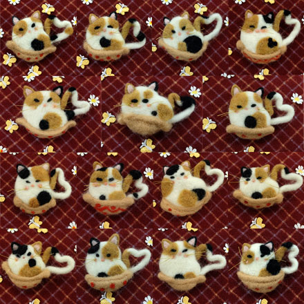 はねつきりんごABCクラフト講習会ねこ鍋ブローチ