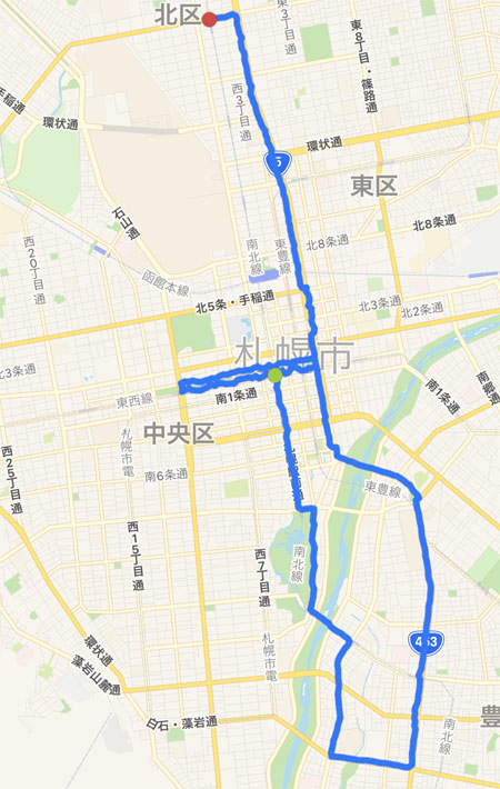 走ったコースの地図