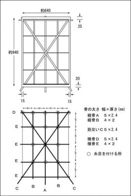 角凧の骨組み