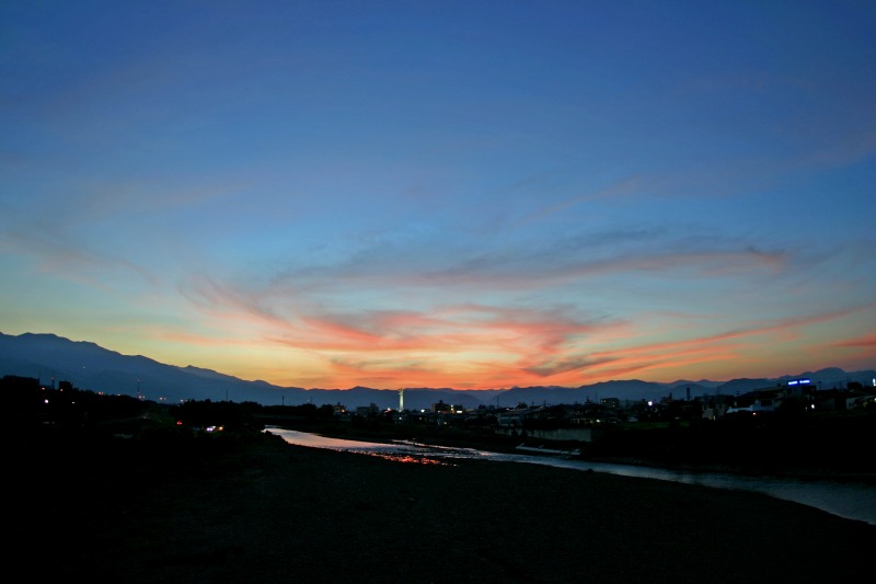 福島市内から見た夕焼け