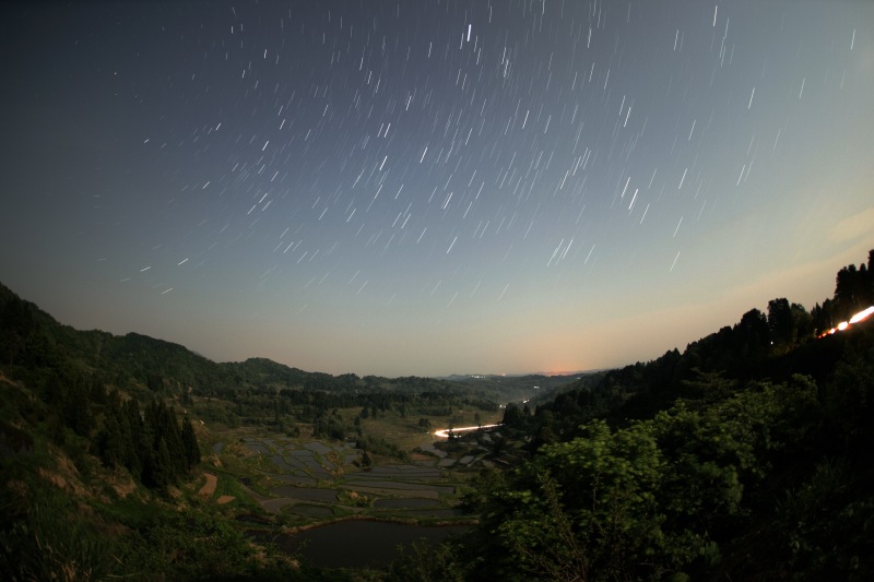 星峠の棚田と夏の大三角2・比較明