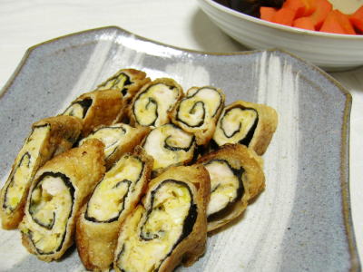 油揚げの鶏肉巻き