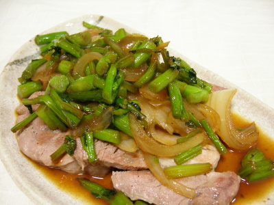 豚ロースつぼみ菜炒め
