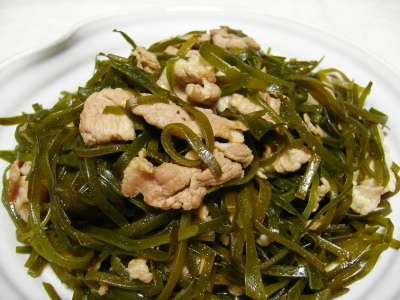 昆布と豚肉の炒め物