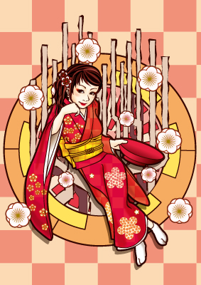 着物ガール(梅)