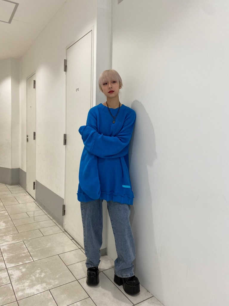 トップス MUZE OVERSIZE INSIDEOUT KNIT NEW STYLING】 MUZE TURQUOISE LABEL - OVERSIZE INSIDEOUT KNIT