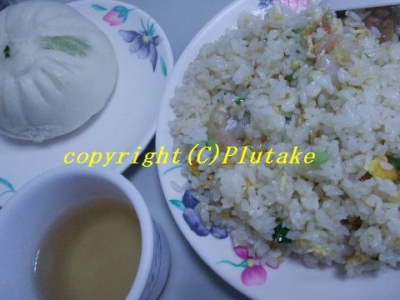 海老炒飯と野菜饅