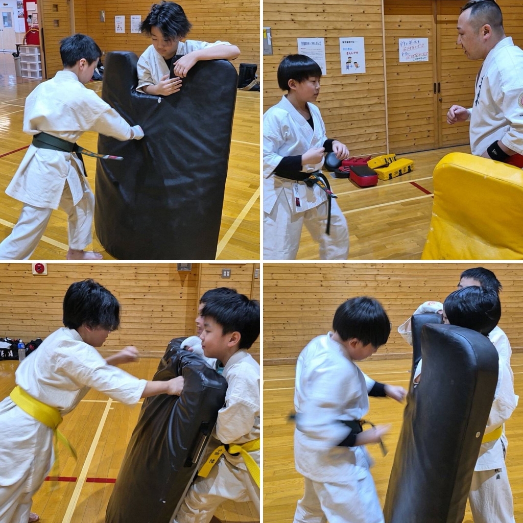 稚内道場　少年部ミット打ち稽古風景