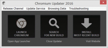 クリックで少しだけ拡大表示! Chromium Updater 起動画面