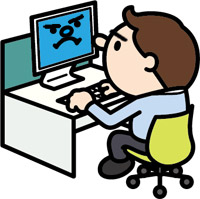 ネットワークに接続された管理用PC端末を操作する職員のイメージ